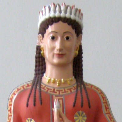 Polychrome reconstruction of the Phrasikléia korè - after Aristion of Paros