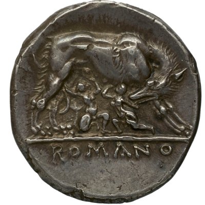 Didrachme avec la louve allaitant Romulus et Remus