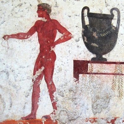 Vase de libations du banquet (Tombe du plongeur, côté est)