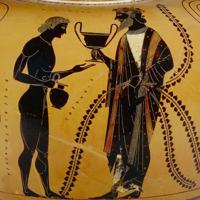 Œnopion verse à boire à son père Dionysos - Exekias