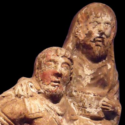 Figurines en terre-cuite représentant la fuite d'Énée, avec Anchise et Ascagne