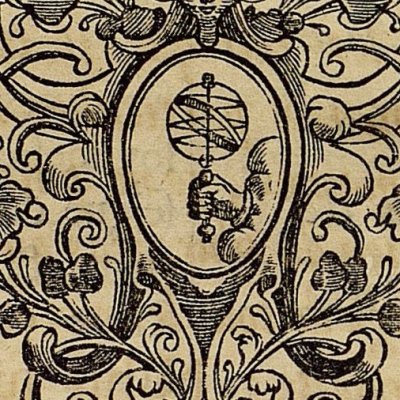 Cul-de-lampe avec main divine tenant un astrolabe (Kircher, Chine illustrée, 1670, p. 172)