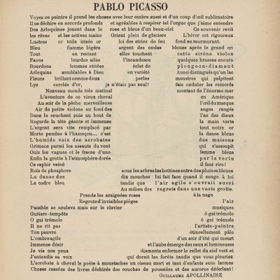 Pablo Picasso (Revue SIC, Sons, Idées, Couleurs, n°17, mai 1917) - Guillaume Apollinaire