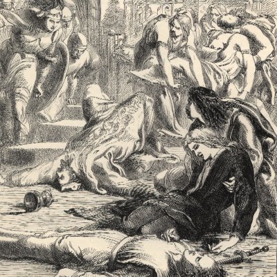 Hamlet, frontispice (The Works of Shakespeare, éd. H. Staunton, 1865) - Gilbert