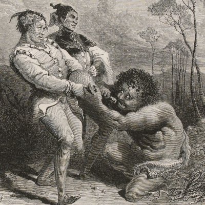 Caliban se soumet à Stephano pour du vin (Shakespeare, The Tempest, 1860) - Gustave Doré