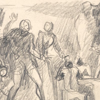 Macbeth, la scène du banquet, 3e esquisse - Georges Romney