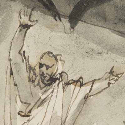 Macbeth, la scène du banquet, lavis - Georges Romney