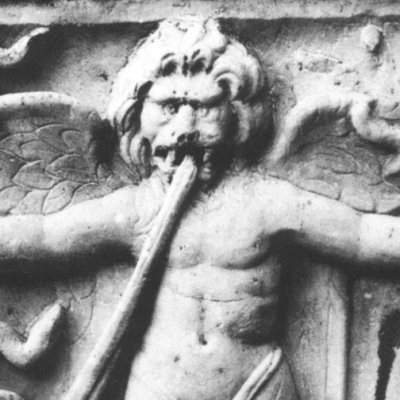 Le dieu Éon à tête de lion brandissant deux torches (Rome, Palais Colonna)