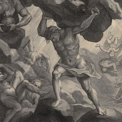 Le sang des Géants forme de nouveaux hommes (Métamorphoses Banier 1732, l.1) - Philipp van Gust d'après Jules Romain
