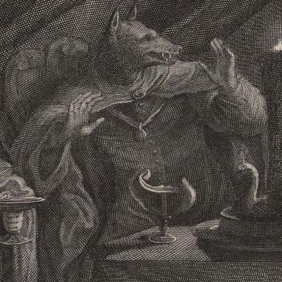 Lycaon changed into a wolf (Métamorphoses Banier 1732, l.1) - Philipp van Gust