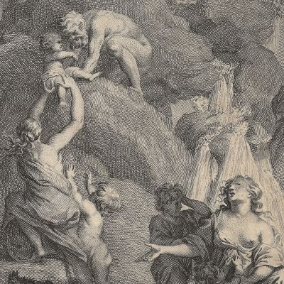 Le déluge universel (Métamorphoses Banier 1732, l.1) - Wandelaar d'après Maes