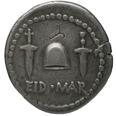 Denier d'argent à l'effigie de Brutus célébrant les Ides de Mars