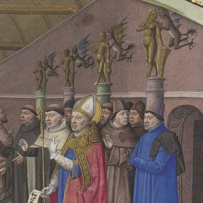 Christianisme et dieux de Rome : nécessité des disputations (Cité de Dieu l.2, Fr18 fol.23r)
