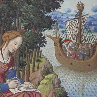 Œnone écrit à Pâris qui vient d'enlever Hélène (Epîtres d’Ovide, trad. Saint-Gelais, Fr 873, F27v)