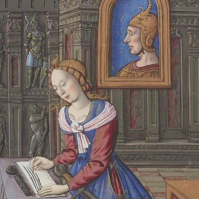Didon écrit à Énée (Epîtres d’Ovide, trad. Saint-Gelais, Fr 873, F42v)