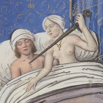 Hypermnestra refuses to kill her husband Lynceus (Epîtres d'Ovide, trans. Saint-Gelais, Fr 873, F90v)