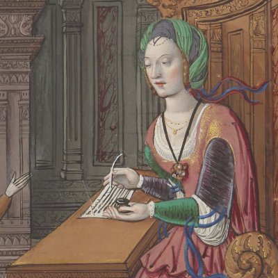 Réponse de Cydippe à Acontius (Epîtres d’Ovide, trad. Saint-Gelais, Fr 873, F140v)