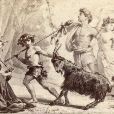 Sacrifice du bouc à Bacchus (Géorgiques 2, éd. Dübner, Didot, 1858)