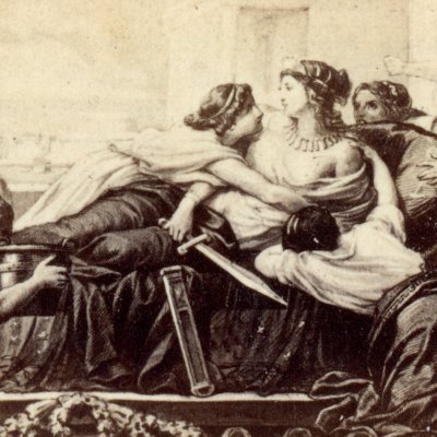 Anna embrasse Didon expirante (Énéide 4, éd. Dübner, Didot, 1858)