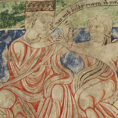 Confrontation d'Énée à Didon (Heinrich von Veldeke, Stabi mgf 282, F15v)