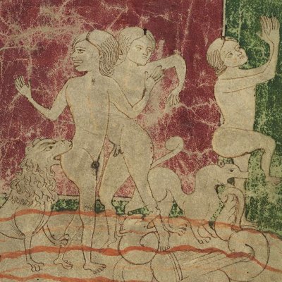 Énée descend aux Enfers avec la sibylle. Les suicidés (Heinrich von Veldeke, Stabi mgf 282, F21v)