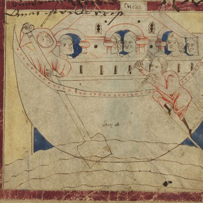 Retour des Enfers. Départ des Troyens (Heinrich von Veldeke, Stabi mgf 282, F25r)