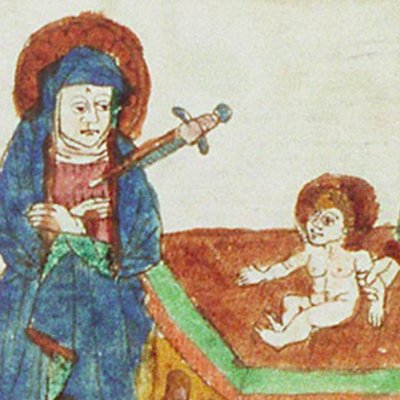 Notre-Dame des Douleurs. Prophétie de Syméon (Speculum humanæ salvationis, KB 10 B 34, F45vb)