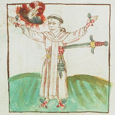 Vision dominicaine des sept douleurs de la Vierge (Speculum humanæ salvationis, KB 10 B 34, F45va)