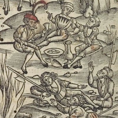 Veillée d'armes dans le camp de Turnus (Virgile, Énéide 9, éd. Brant, Strasbourg Grüninger 1502, f332v)