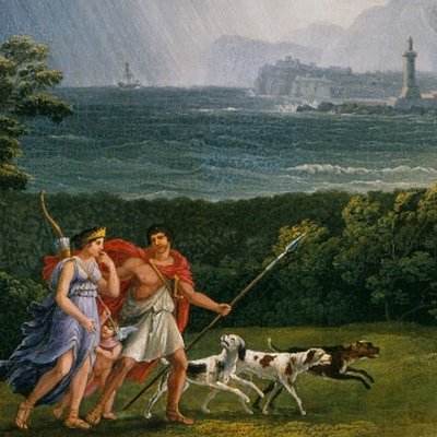 Énée et Didon se réfugient dans une grotte pendant l'orage - Jacob Philipp Hackert