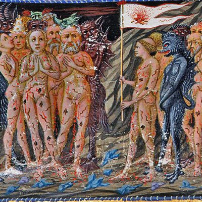 Vestibule des Enfers : les lâches et les anges neutres (Divine Comédie, Yates Thompson 36) - Priamo della Quercia