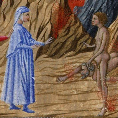 8th circle, 8th bolge. Guido da Montefeltro (Divine Comedy, Yates Thompson 36) - Priamo della Quercia