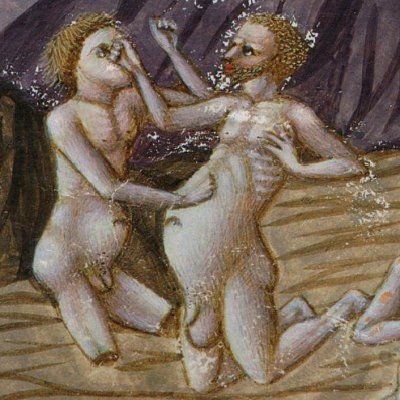 8e cercle, 10e bolge. Fous furieux. Faux monnayeurs hydropiques (Divine Comédie, Yates Thompson 36) - Priamo della Quercia