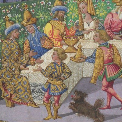 La banquet de Didon (Énéide, Riccardiana, Ms492, f°75r)