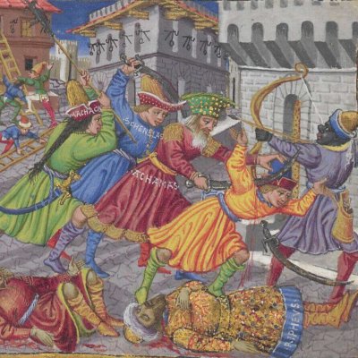 La mort de Panthus (Énéide, Riccardiana, Ms492, f°84r)