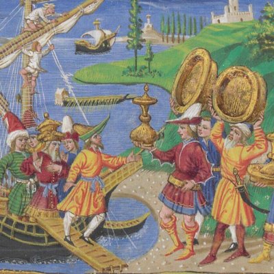 Helenus' gifts for the Trojans (Aeneid, Riccardiana, Ms492, f°100r)
