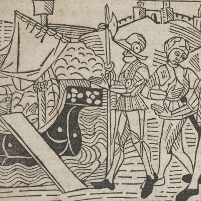 Énée quitte la Sicile pour l'Italie (Livre des Énéydes, 1483)