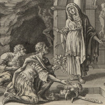 Énée apporte le rameau d'or à la sibylle de Cumes (Erneuertes Gedächtnüs… 1688) - Eimmart