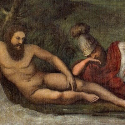 Le Tibre apparaît en songe à Énée (Camerino dell’Eneide) - Nicolò dell’Abate