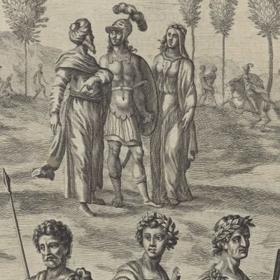 Anchise montre à Énée sa descendance (Virgile, Énéide 6, éd. Ogilby 1654, p358) - Cleyn