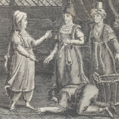 Histoire de trois calenders. Amine intercède pour le porteur (1001 nuits, éd. Ledentu, 1832)