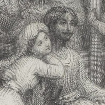 Story told by the outfitter. His marriage to Zobéide's next wife (1001 Nights, Janin ed., 1864)