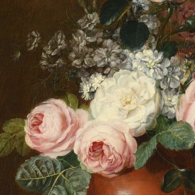Bouquet de fleurs dans un vase sur un entablement - Bellengé