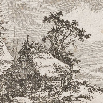 La cabane de pêcheurs (Diverses vues de Livonie) - Leprince