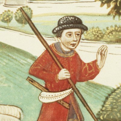 Les bergers Corydon et Alexis (Virgile, Bucoliques 2, La Haye KB 76E21, 1f18r)