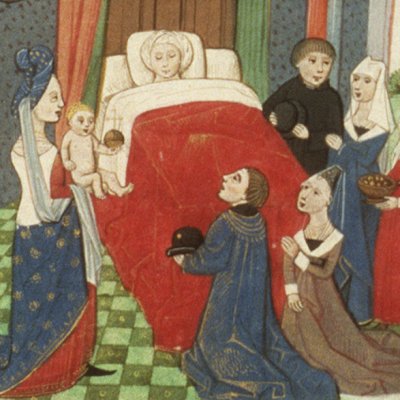 Naissance d'un enfant annonçant l'âge d'or (Virgile, Bucoliques 4, La Haye KB 76E21, 1f23r)