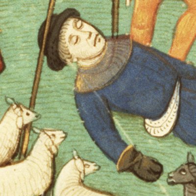 Les bergers réconfortent Gallus, que Lycoris a quitté (Virgile, Bucoliques 10, La Haye KB 76E21, 1f37r)