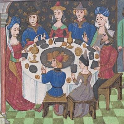 Le banquet de Didon (Virgile, Énéide 1, La Haye KB 76E21, 3f20v)