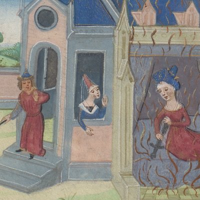 Passion et suicide de Didon (Virgile, Énéide 4, La Haye KB 76E21, 3f59r)