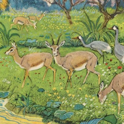 Omar al-Némân et ses deux fils : halte dans une oasis (Les Mille et Une Nuits, éd. Mardrus, t. 3) - Léon Carré